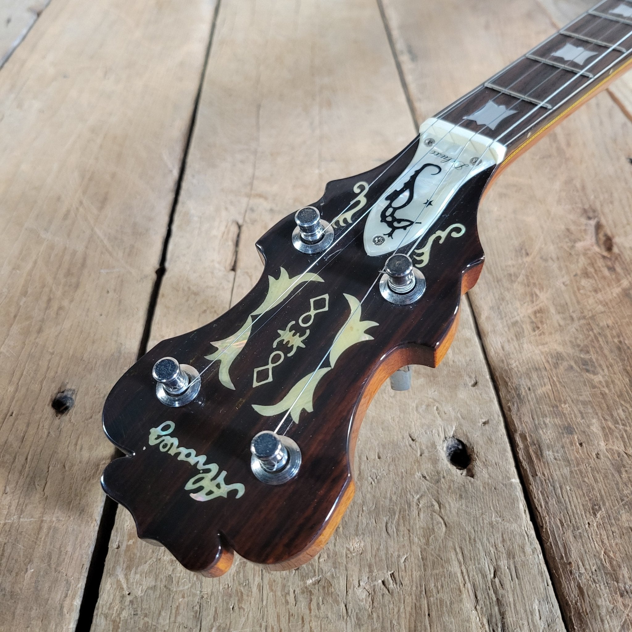 Alvarez Deluxe 5 - String Banjo 1970s – Japanese Mastercraft, Resonator Bluegrass Banjo - Mahar's Vintage Guitars