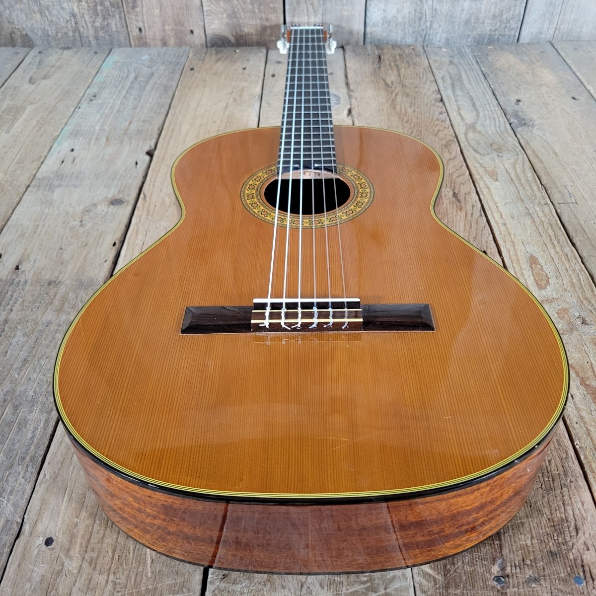 Aria AC - 8 Classical Guitar 1970s – Made in Japan, Tatsuno Factory, Serial 2, w/ Hard Case - Mahar's Vintage Guitars