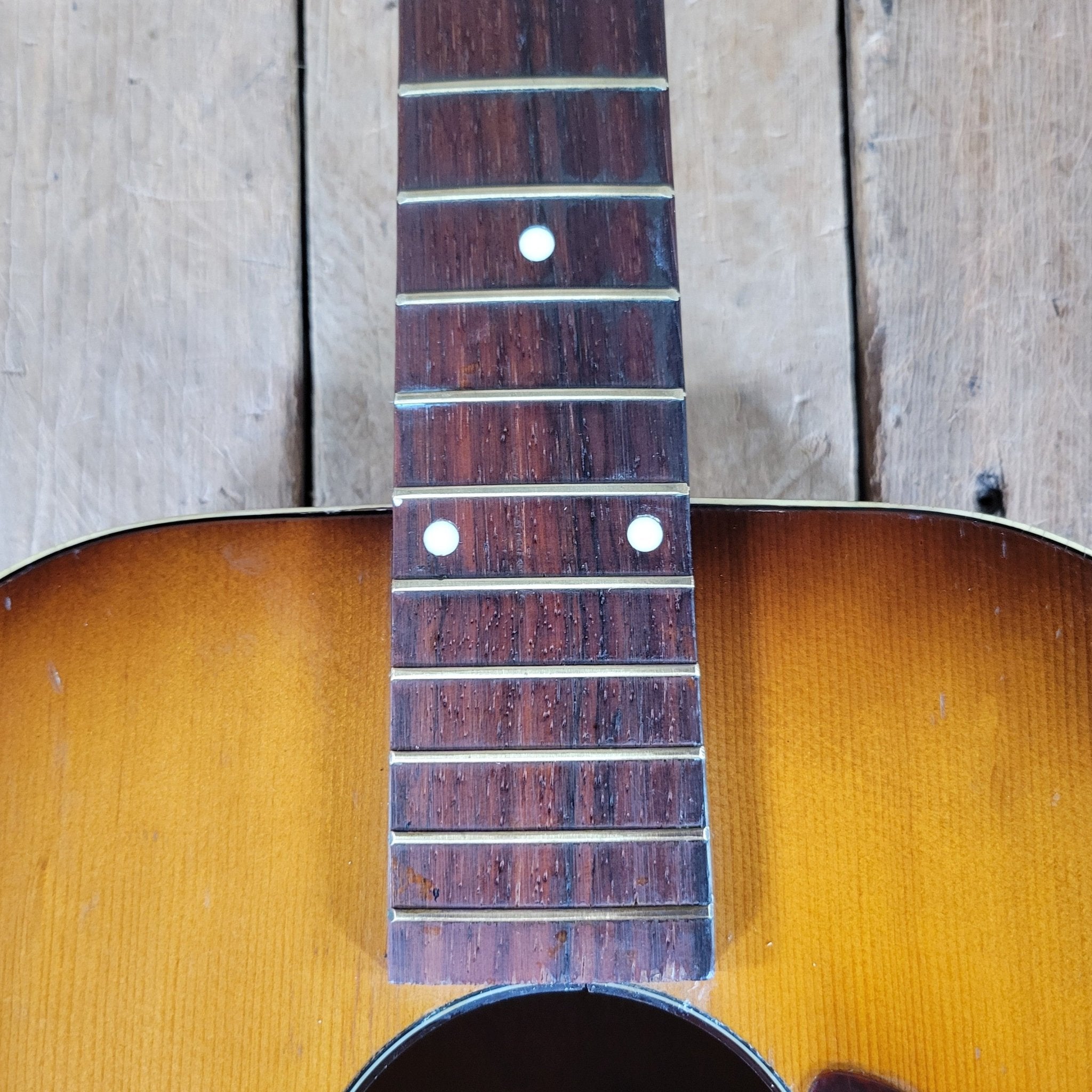 Custom Kraft 6116 Vintage Acoustic Guitar – Kay Made, 1950s Ladder Braced USA Parlor Model - Mahar's Vintage Guitars