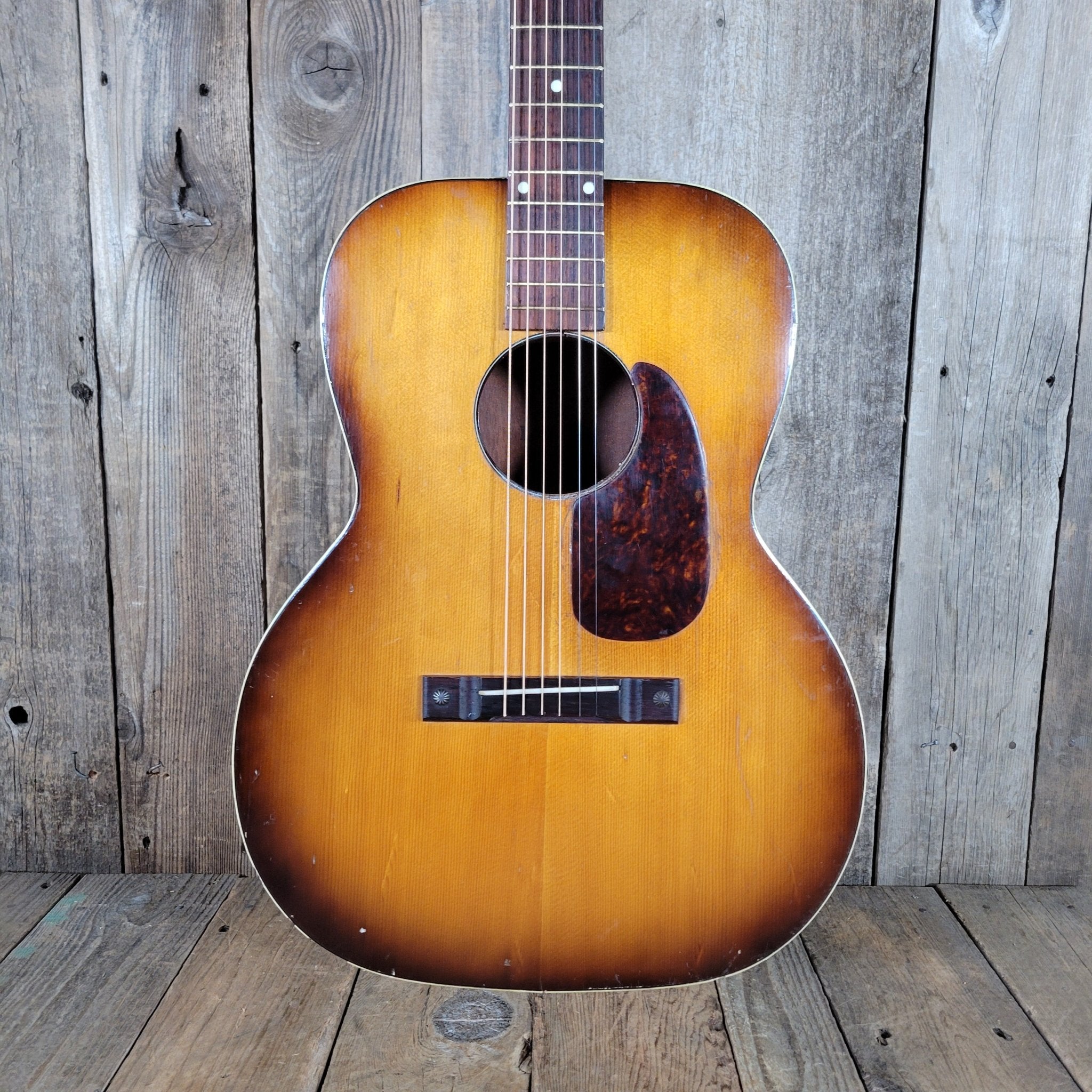 Custom Kraft 6116 Vintage Acoustic Guitar – Kay Made, 1950s Ladder Braced USA Parlor Model - Mahar's Vintage Guitars