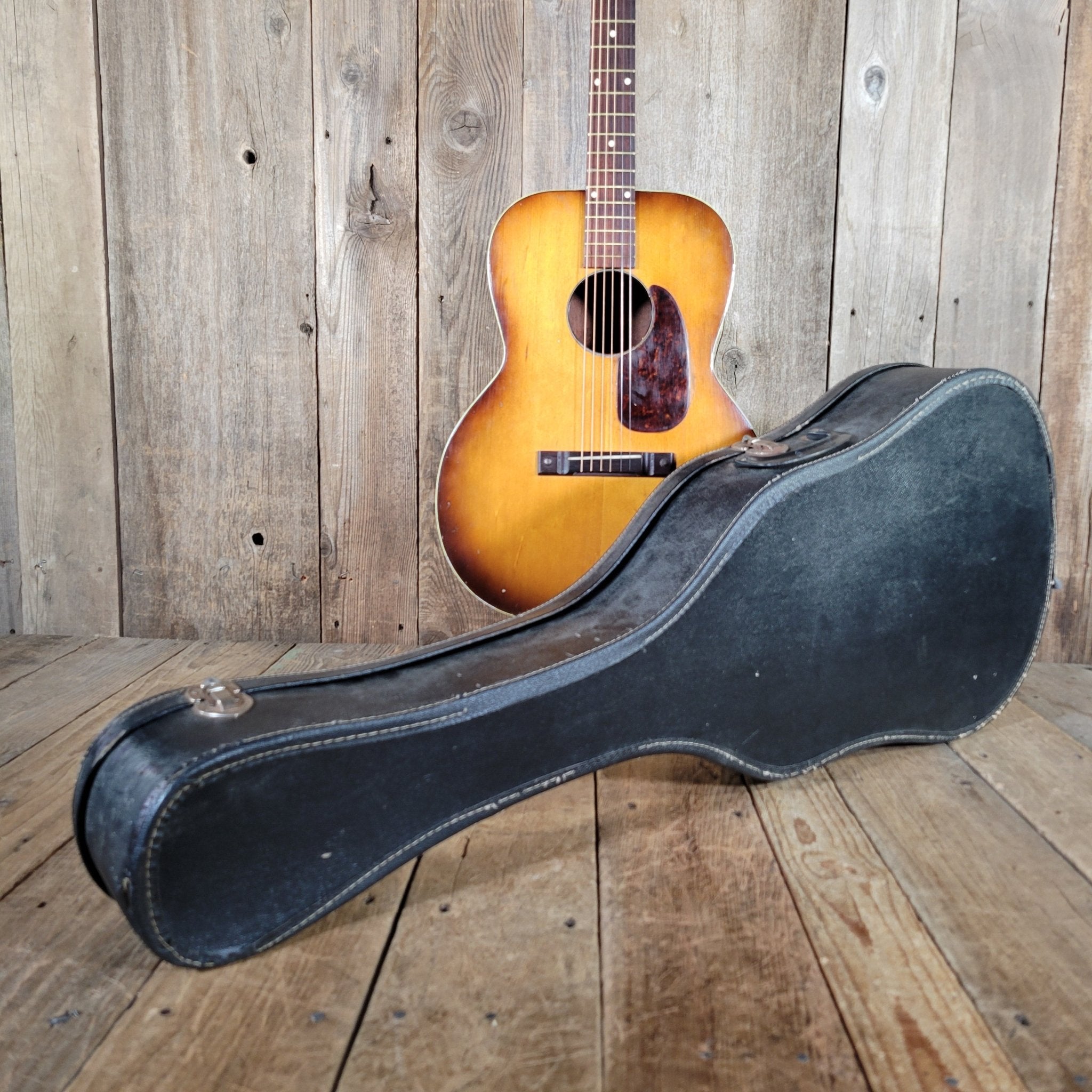 Custom Kraft 6116 Vintage Acoustic Guitar – Kay Made, 1950s Ladder Braced USA Parlor Model - Mahar's Vintage Guitars