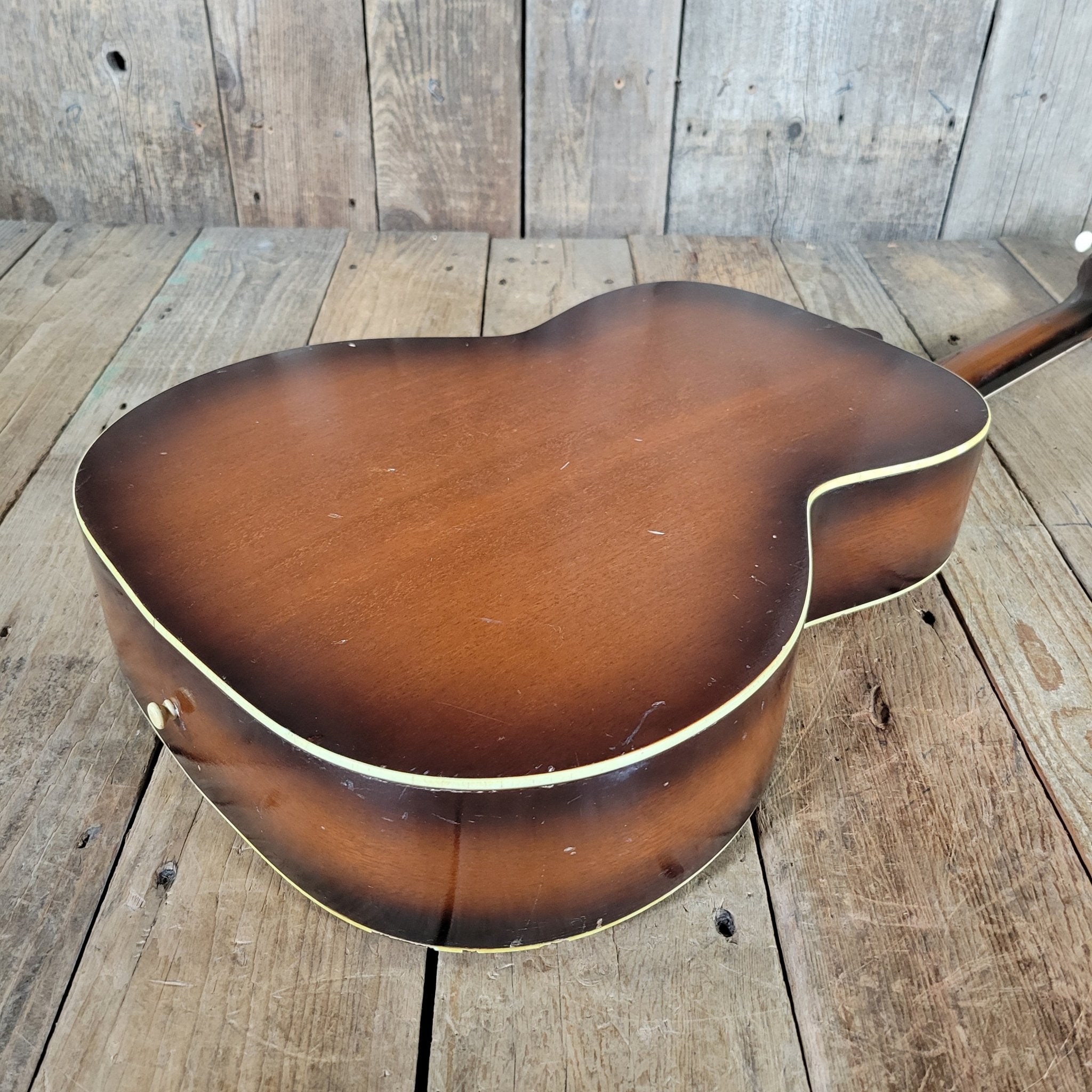 Custom Kraft 6116 Vintage Acoustic Guitar – Kay Made, 1950s Ladder Braced USA Parlor Model - Mahar's Vintage Guitars