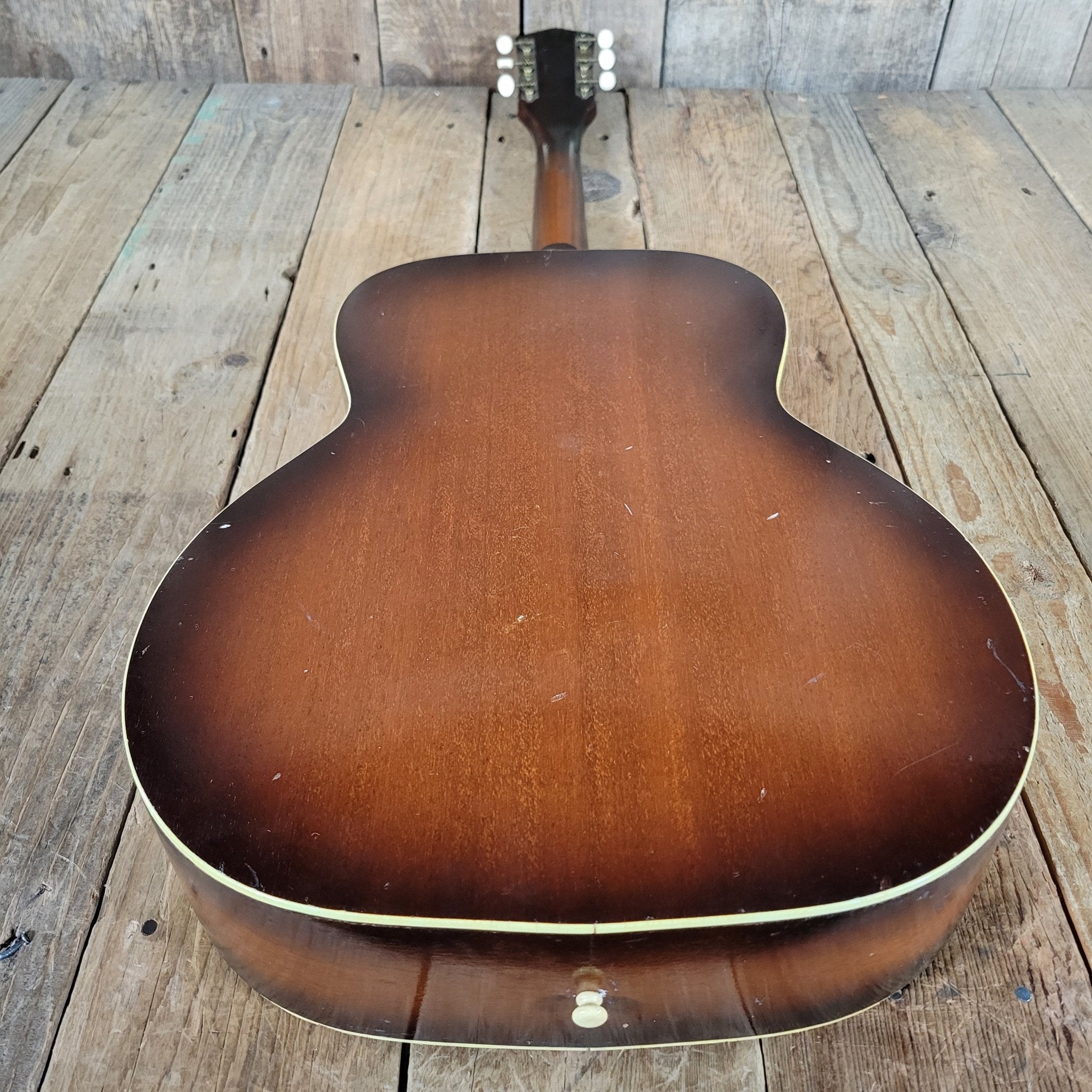 Custom Kraft 6116 Vintage Acoustic Guitar – Kay Made, 1950s Ladder Braced USA Parlor Model - Mahar's Vintage Guitars