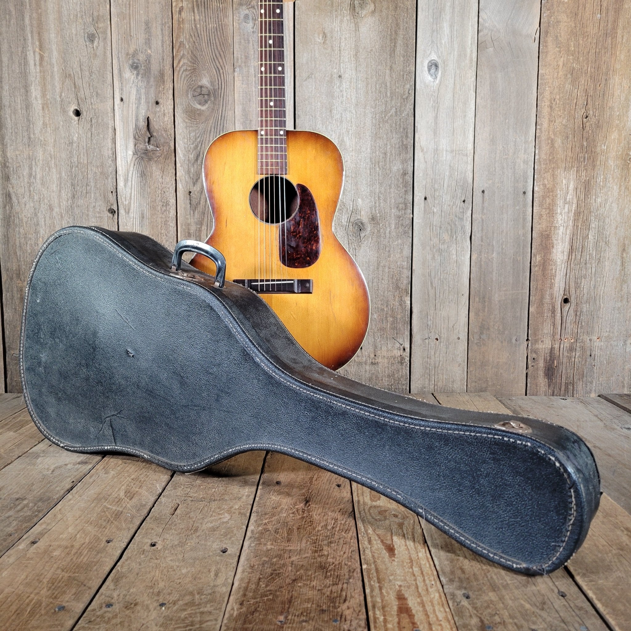 Custom Kraft 6116 Vintage Acoustic Guitar – Kay Made, 1950s Ladder Braced USA Parlor Model - Mahar's Vintage Guitars