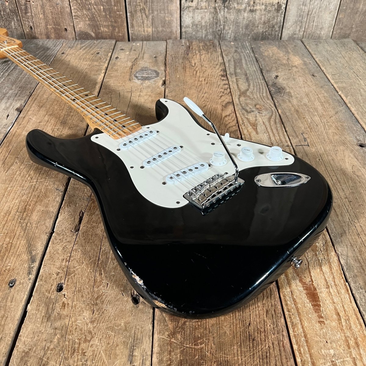 Danocaster Freakin branded era S Style Double Cut Don Mare pickups Black circa 2010 - Mahar's Vintage Guitars