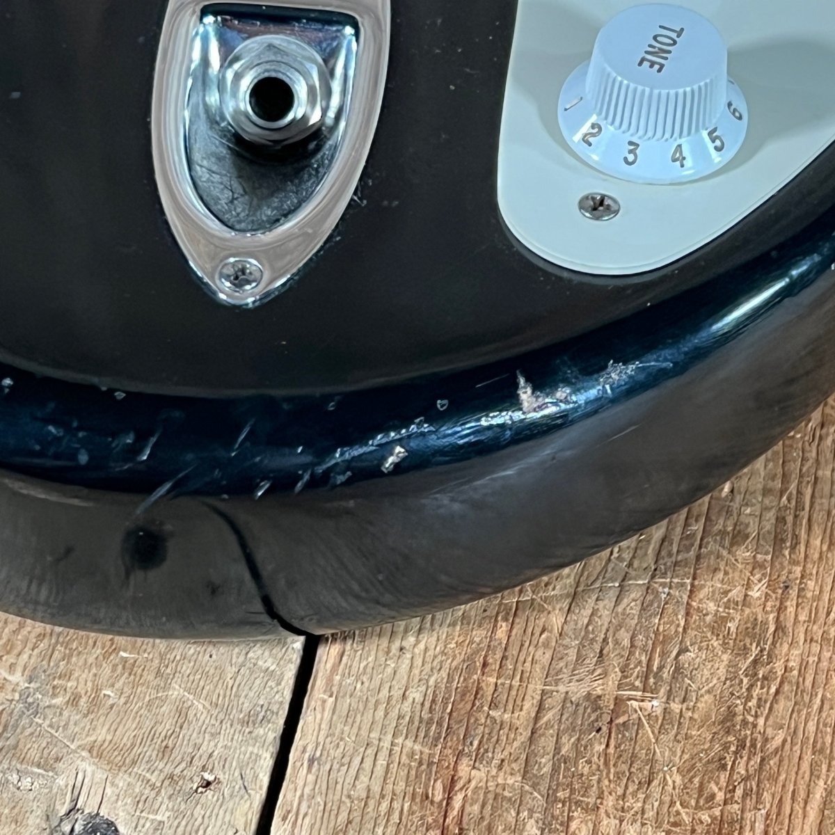 Danocaster Freakin branded era S Style Double Cut Don Mare pickups Black circa 2010 - Mahar's Vintage Guitars