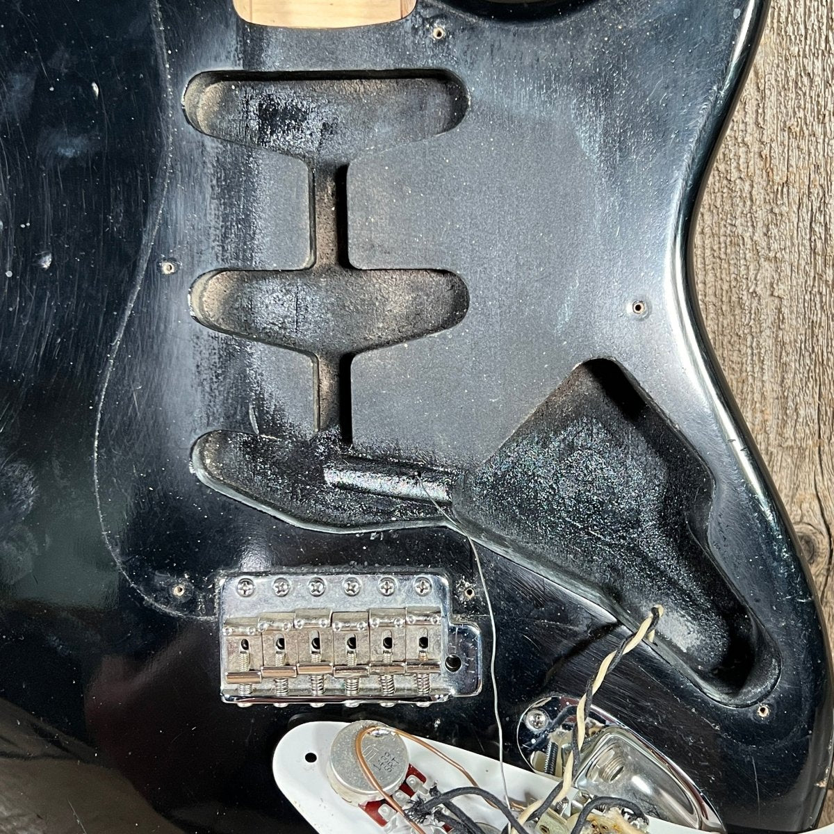 Danocaster Freakin branded era S Style Double Cut Don Mare pickups Black circa 2010 - Mahar's Vintage Guitars