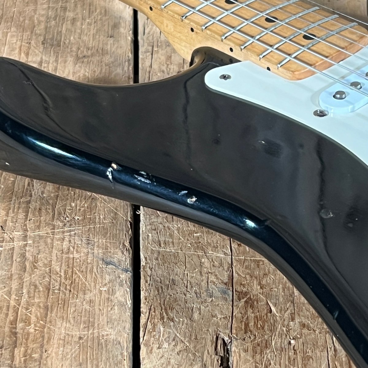 Danocaster Freakin branded era S Style Double Cut Don Mare pickups Black circa 2010 - Mahar's Vintage Guitars