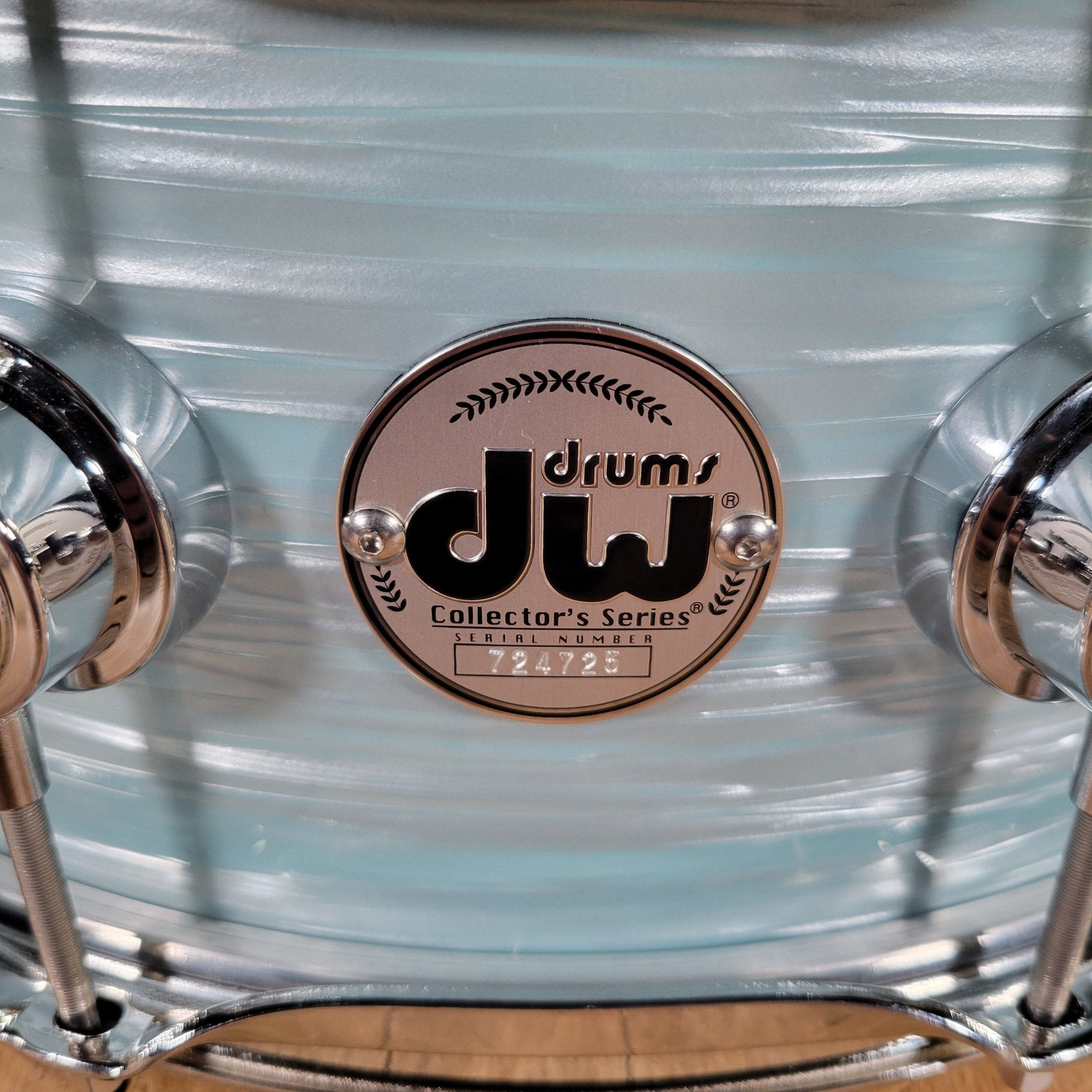 DW Collector's Series Jazz Snare Pale Blue Oyster with Bag - Mahar's Vintage Guitars