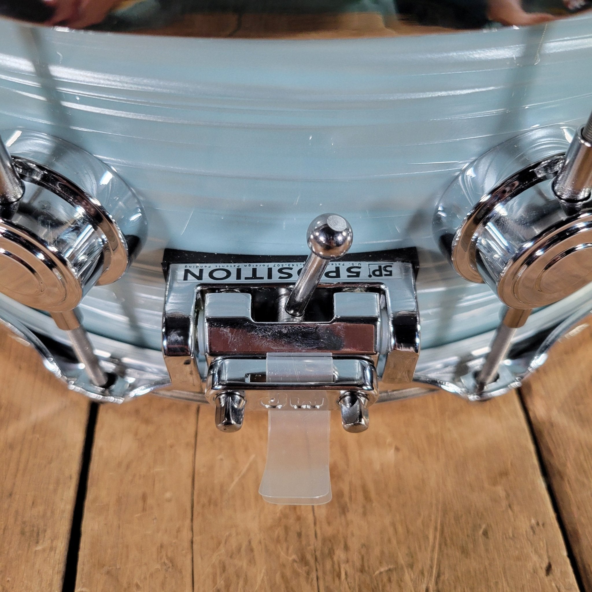 DW Collector's Series Jazz Snare Pale Blue Oyster with Bag - Mahar's Vintage Guitars