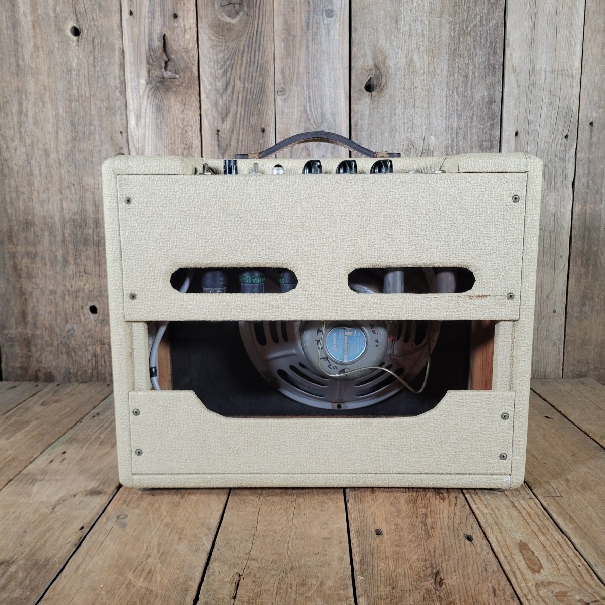 Fender 1958 Deluxe 5E3 Tweed with Factory 1963 White Tolex Recover - Mahar's Vintage Guitars