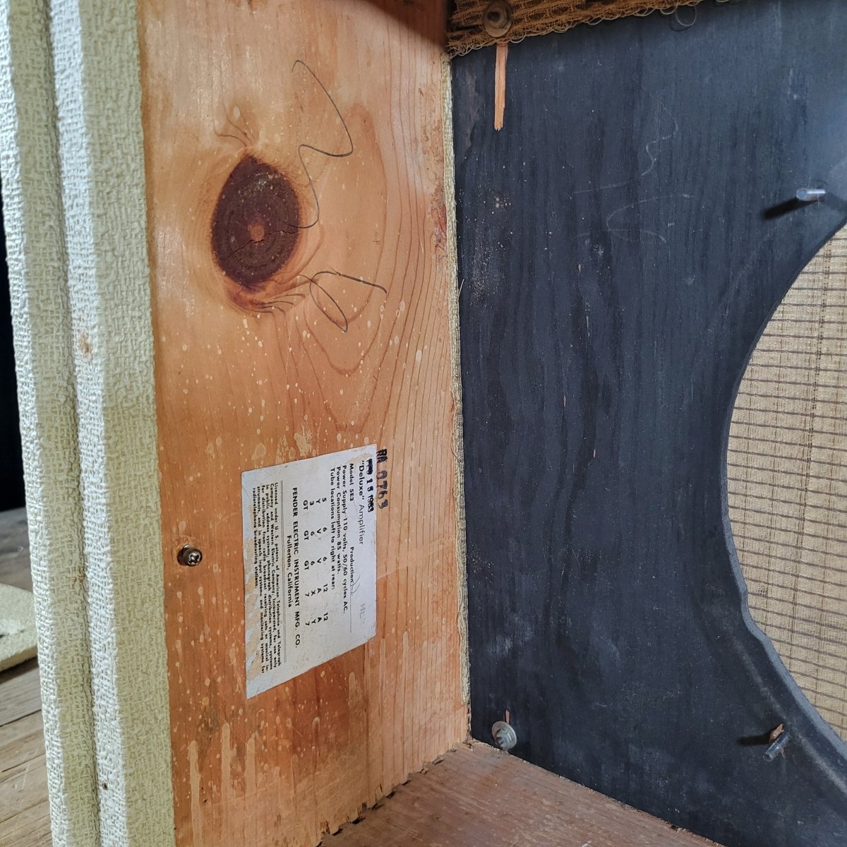 Fender 1958 Deluxe 5E3 Tweed with Factory 1963 White Tolex Recover - Mahar's Vintage Guitars