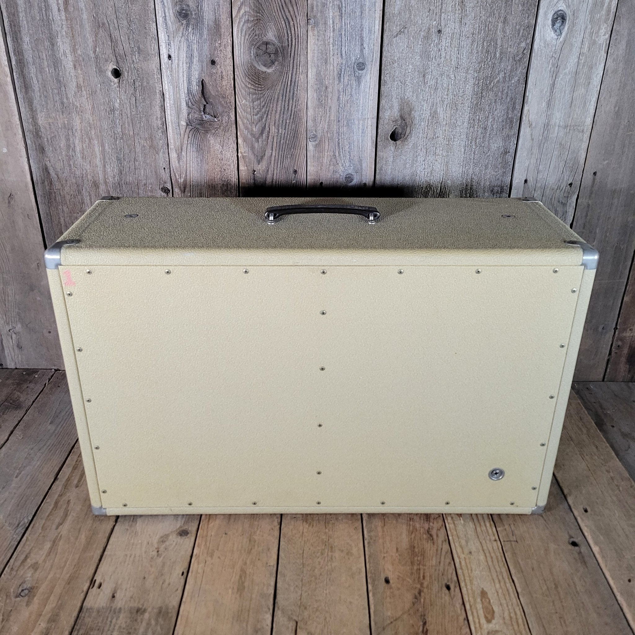 Fender Bandmaster Cab Original Cover Rough White Tolex 1962 - Mahar's Vintage Guitars