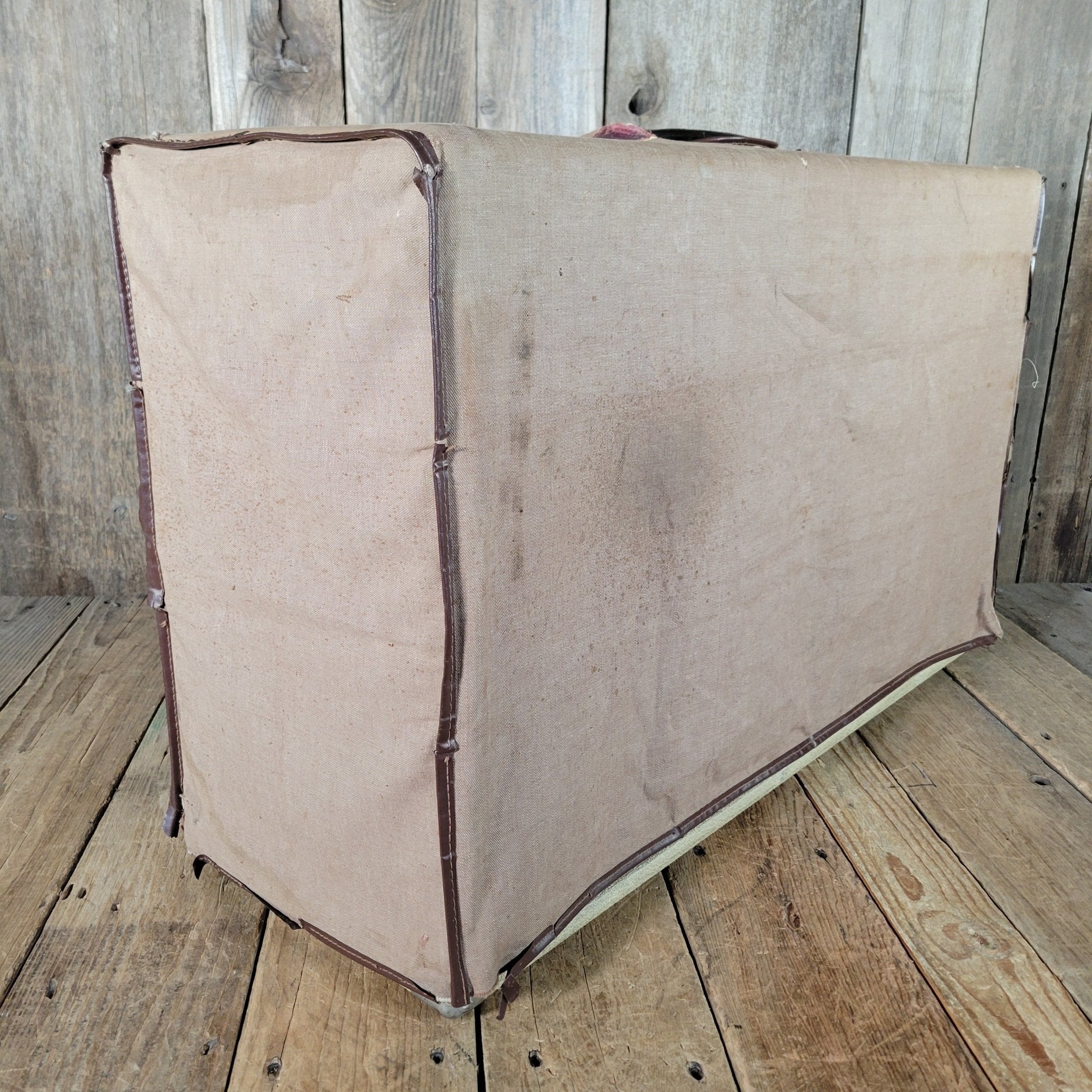 Fender Bandmaster Cab Original Cover Rough White Tolex 1962 - Mahar's Vintage Guitars