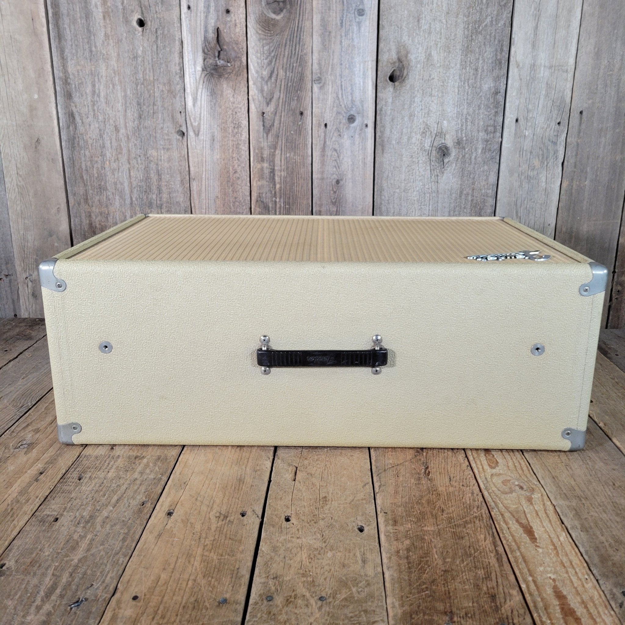 Fender Bandmaster Cab Original Cover Rough White Tolex 1962 - Mahar's Vintage Guitars