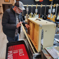 Fender Bandmaster Cab Original Cover Rough White Tolex 1962 - Mahar's Vintage Guitars