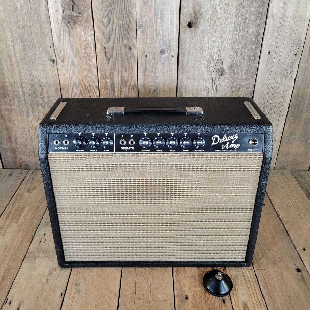 Fender Deluxe Amp 1964 – Black Panel Pre - CBS AB763 with Footswitch, Vintage Tube Amplifier - Mahar's Vintage Guitars