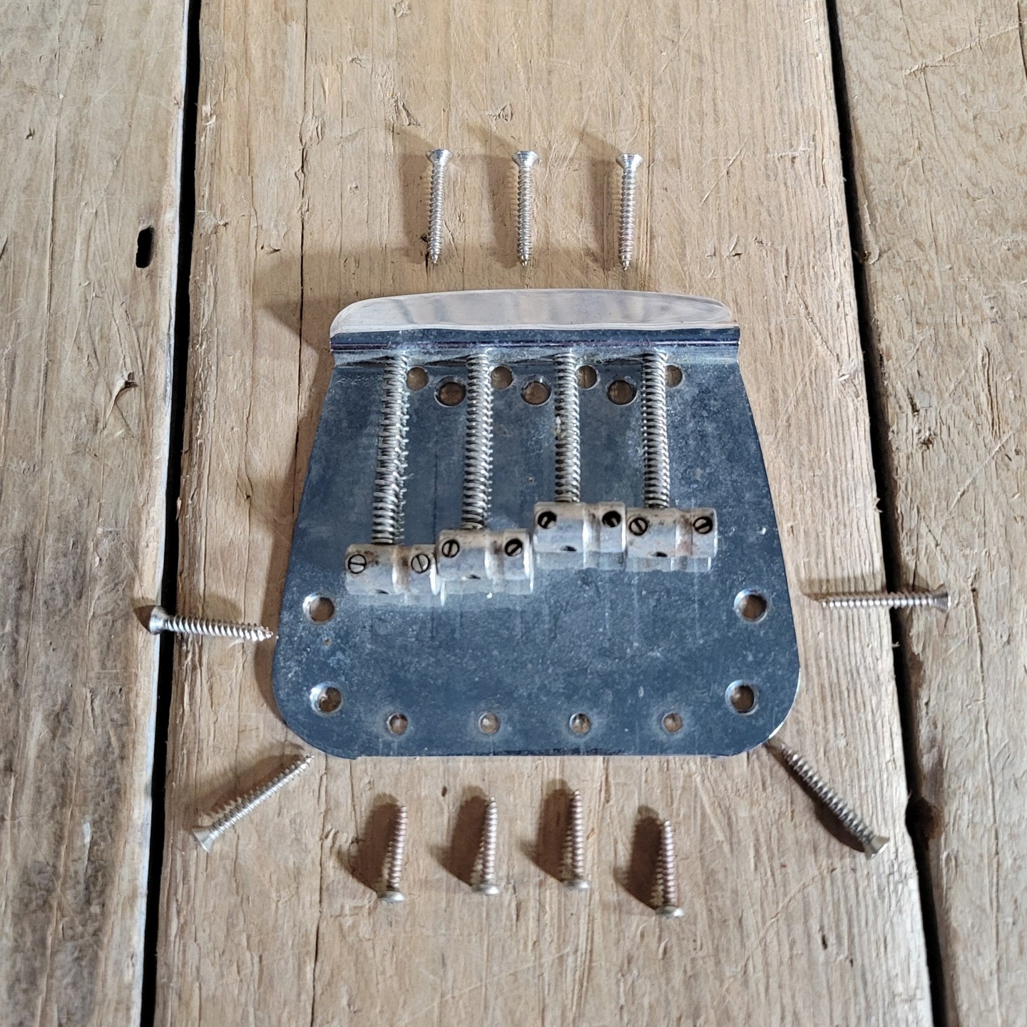 Fender Mustang Bass Bridge with Screws No Mute Hardware 1967 - Mahar's Vintage Guitars