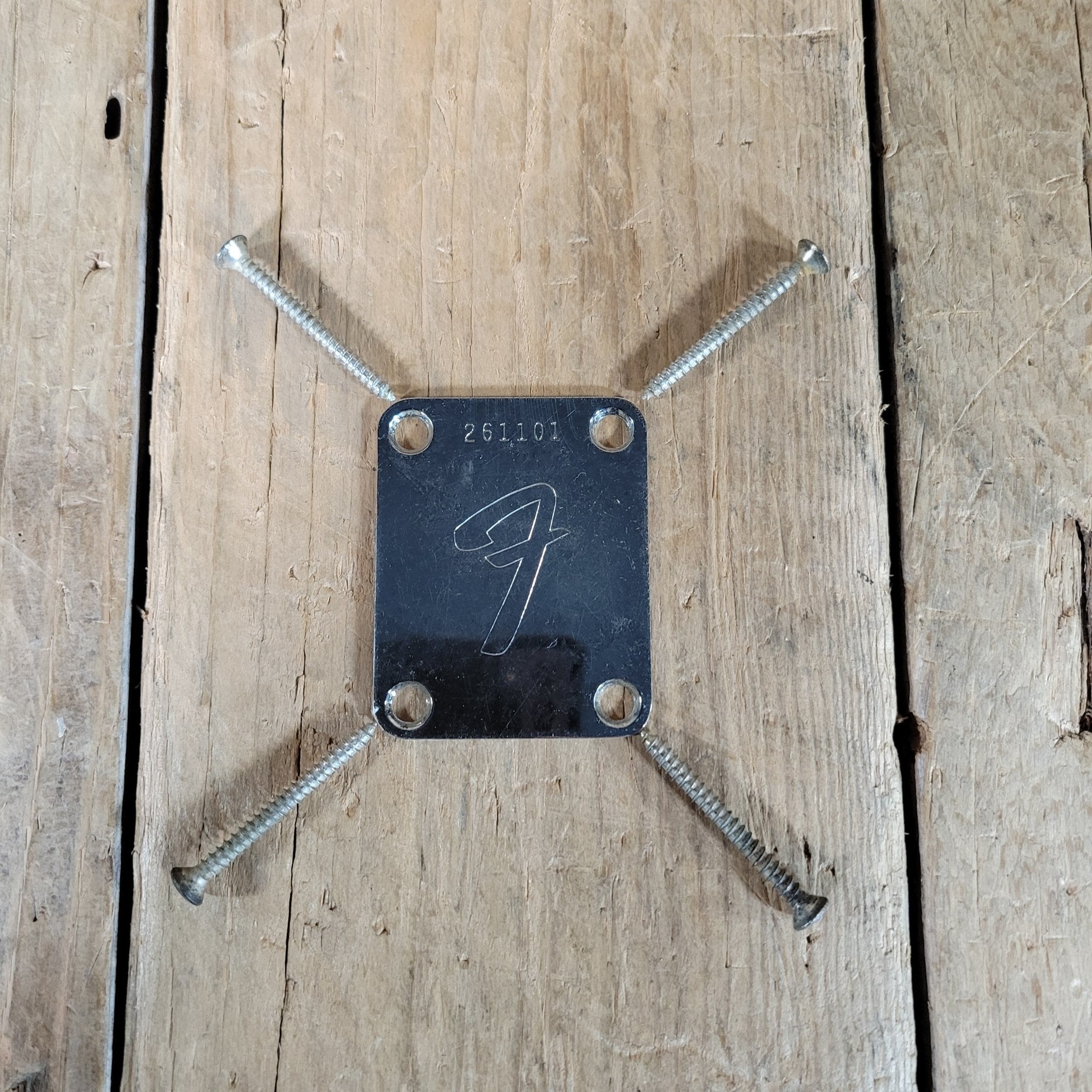 Fender Neck Plate and Screws 1969 Telecaster Stratocaster Jazzmaster Bass - Mahar's Vintage Guitars