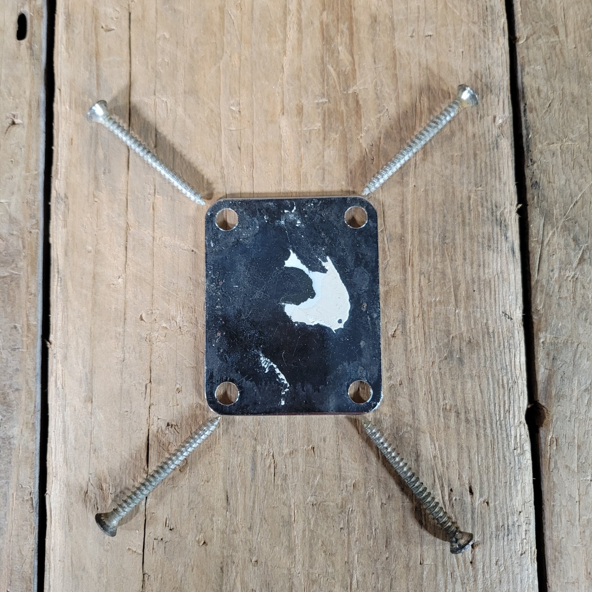 Fender Neck Plate and Screws 1969 Telecaster Stratocaster Jazzmaster Bass - Mahar's Vintage Guitars