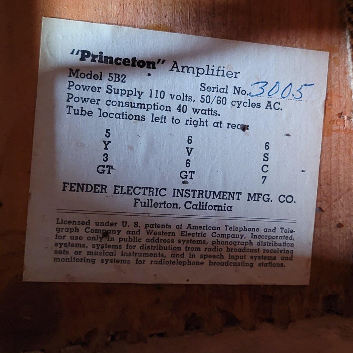 Fender Princeton 5B2 Tweed 100% Original Near Mint 1952 - Mahar's Vintage Guitars