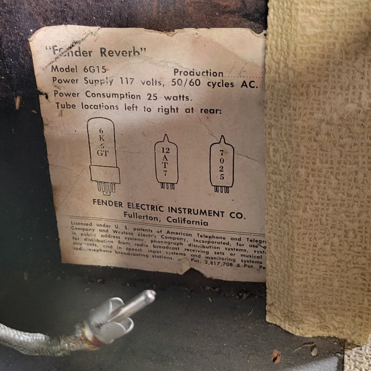 Fender Reverb Unit 6G15 1963 Rough White Tolex - Mahar's Vintage Guitars