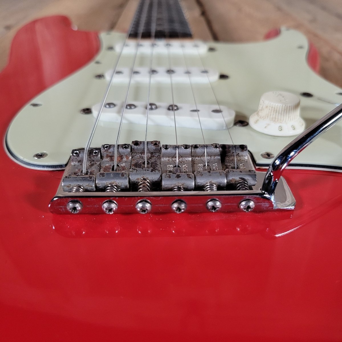 Fender Stratocaster 1961 Fiesta Red Refinished Slab Board Rosewood – Vintage Player’s Guitar - Mahar's Vintage Guitars