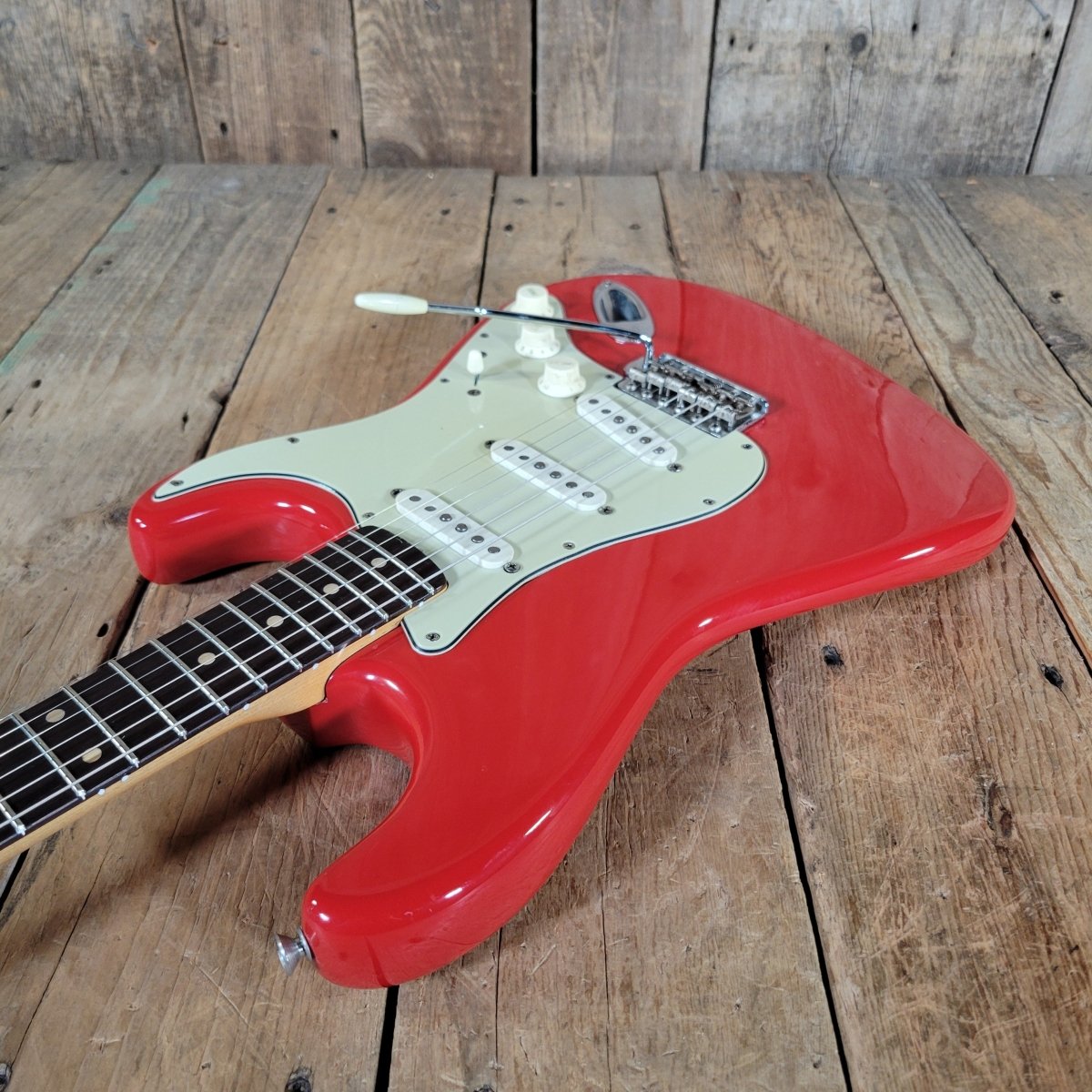 Fender Stratocaster 1961 Fiesta Red Refinished Slab Board Rosewood – Vintage Player’s Guitar - Mahar's Vintage Guitars