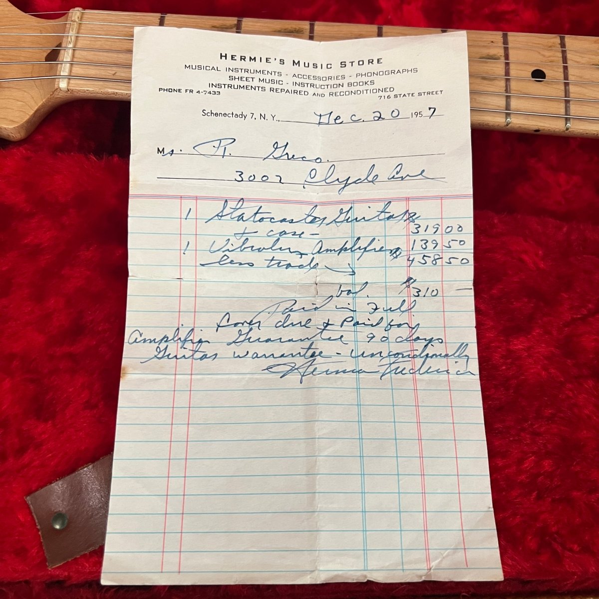 Fender Stratocaster Sunburst and Tweed Vibrolux 5F11 Amplifier 1957 One Owner Vintage - Mahar's Vintage Guitars