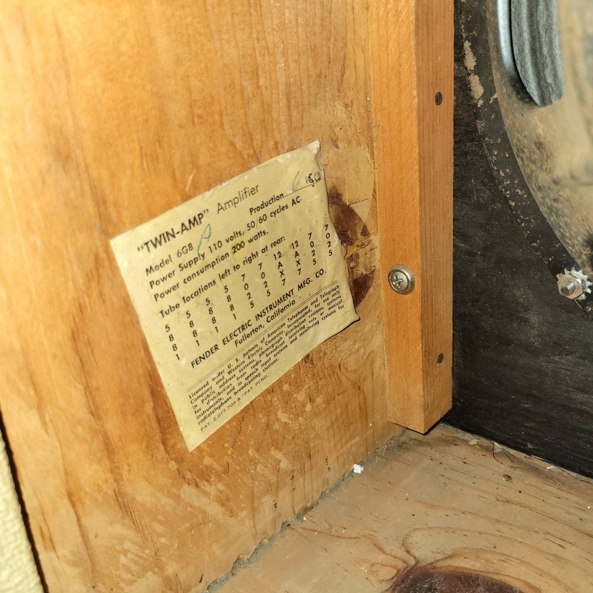 Fender Twin Amp 6G8 Rough Blonde Tolex 1961 – Vintage Pre - CBS Guitar Amplifier - Mahar's Vintage Guitars