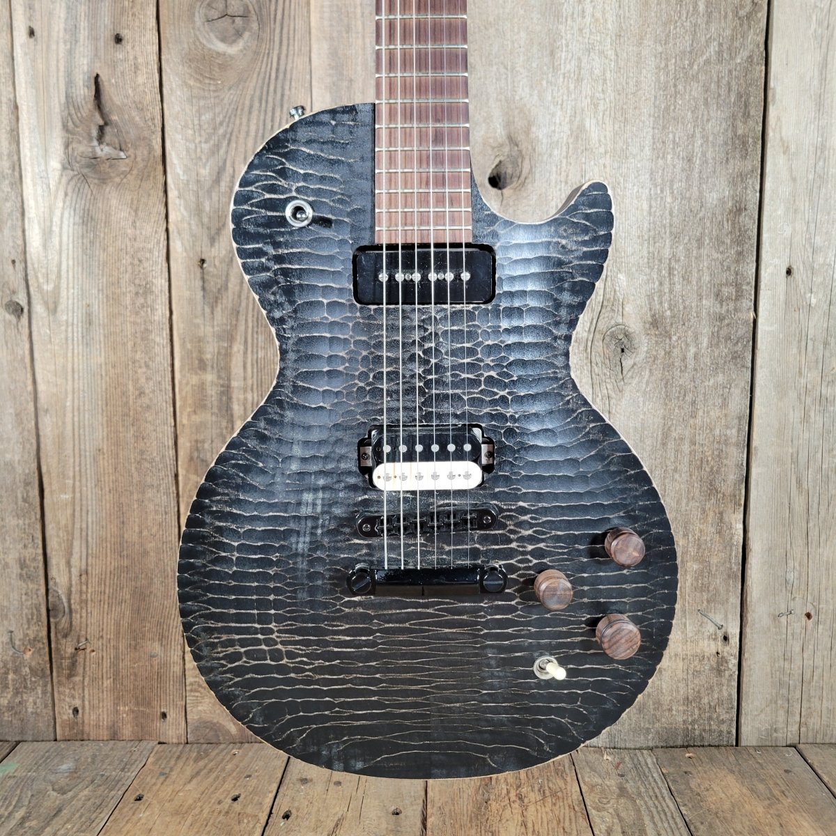 Gibson BFG "Gator" Les Paul Trans Black 2012 – Unique Raw - Finish USA Electric Guitar - Mahar's Vintage Guitars