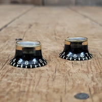 Gibson Black reflector knobs 1962 to mid 1970s (2) ES Les Paul SG - Mahar's Vintage Guitars