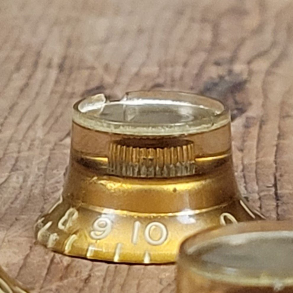 Gibson Gold Reflector Knobs 1962 1960s 1970s No Lettering - Mahar's Vintage Guitars