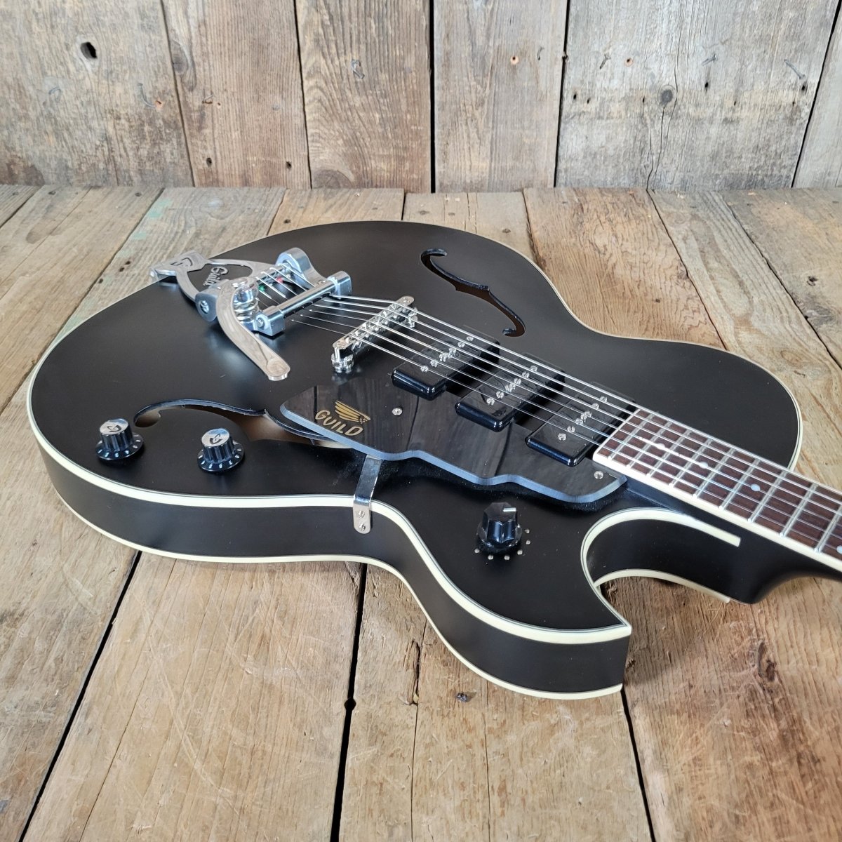 Guild Starfire I Jet 90 2021 – Satin Black SF - 1JET90/SBK w/Original Case - Mahar's Vintage Guitars