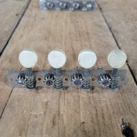 Kluson? 4+4 Tuning Machines Plate Tuners Mandolin 1940s Original Screws - Mahar's Vintage Guitars