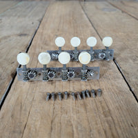 Kluson? 4+4 Tuning Machines Plate Tuners Mandolin 1940s Original Screws - Mahar's Vintage Guitars