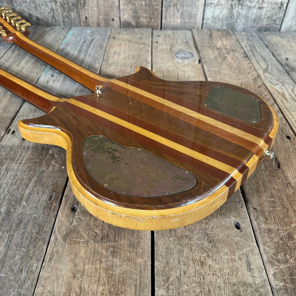 Lane Moller Custom Double Neck 6 and 12 string Felony provenance 1980 Natural - Mahar's Vintage Guitars