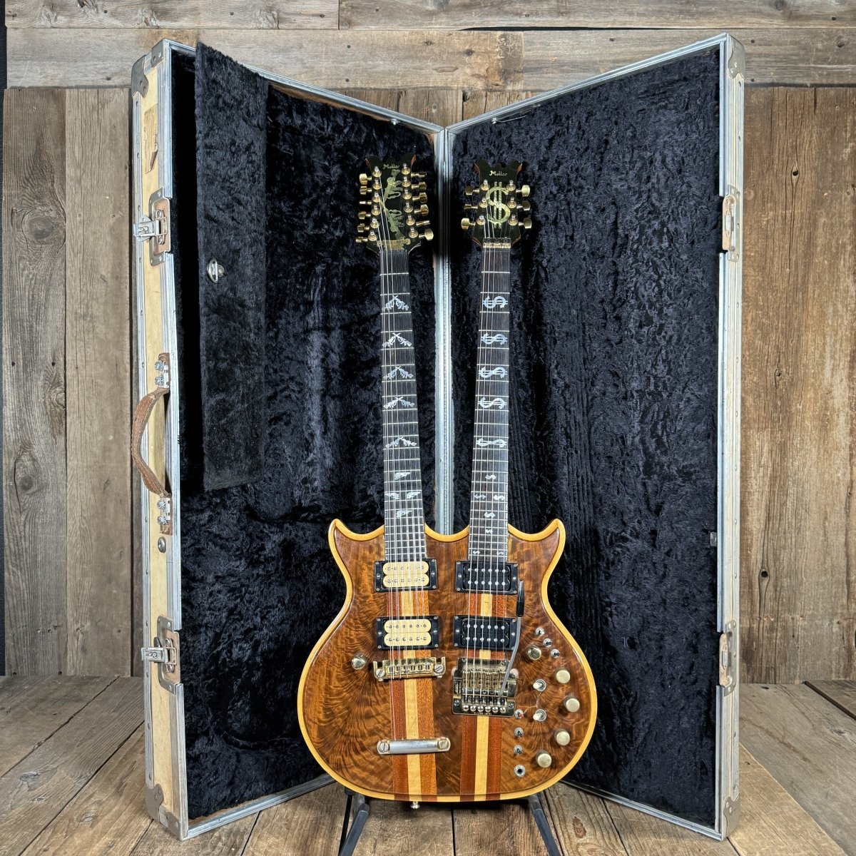 Lane Moller Custom Double Neck 6 and 12 string Felony provenance 1980 Natural - Mahar's Vintage Guitars