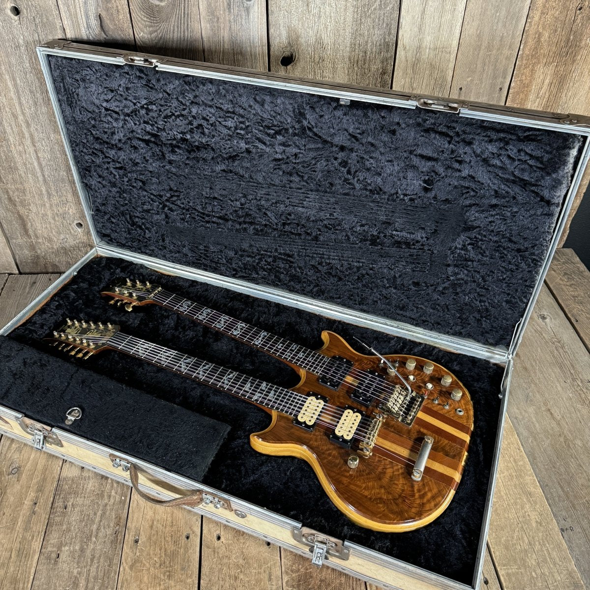 Lane Moller Custom Double Neck 6 and 12 string Felony provenance 1980 Natural - Mahar's Vintage Guitars
