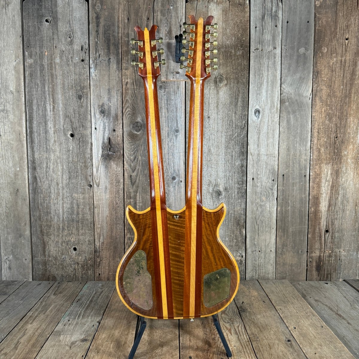Lane Moller Custom Double Neck 6 and 12 string Felony provenance 1980 Natural - Mahar's Vintage Guitars
