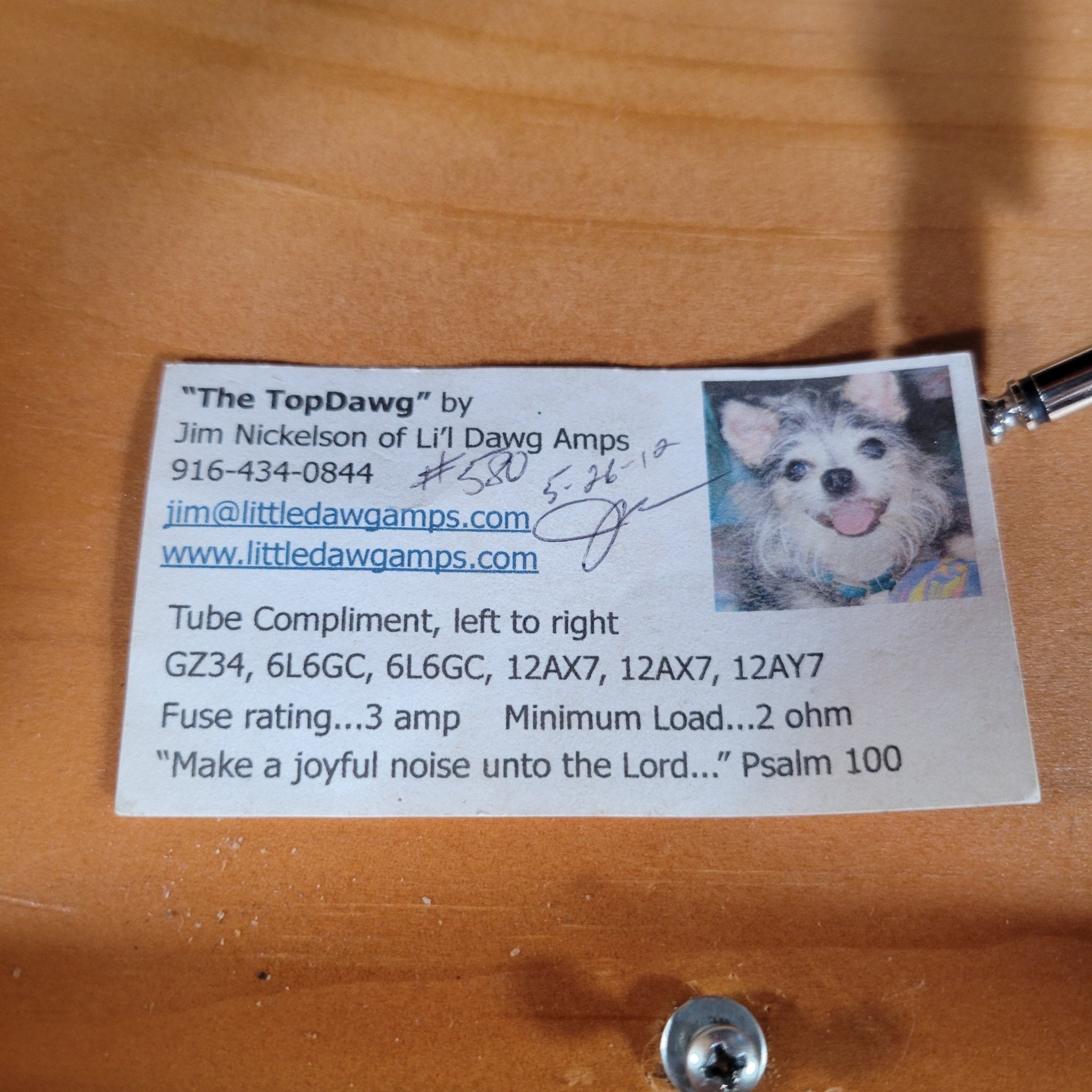 Lil Dawg TopDawg Tweed Bassman - Style Tube Guitar Amp 2010– Handwired 5F6 - A Circuit - Mahar's Vintage Guitars