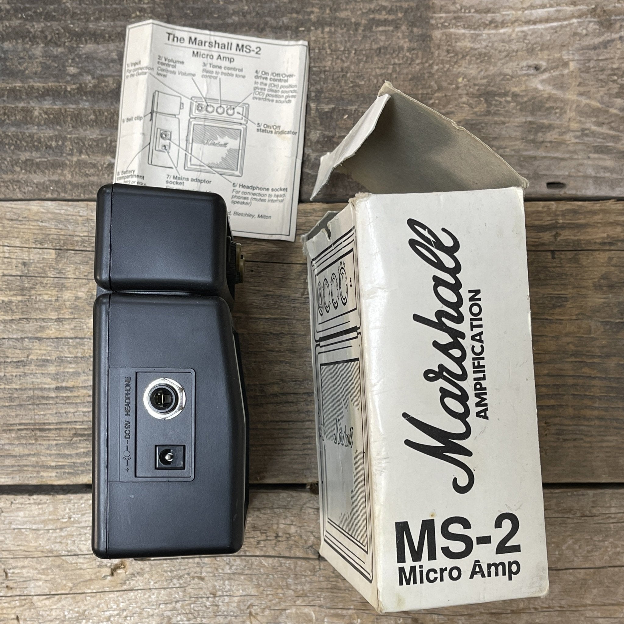 Marshall MS - 2 Micro Amp – 1 - Watt Portable Mini Guitar Amplifier with Classic Marshall Tone - Mahar's Vintage Guitars