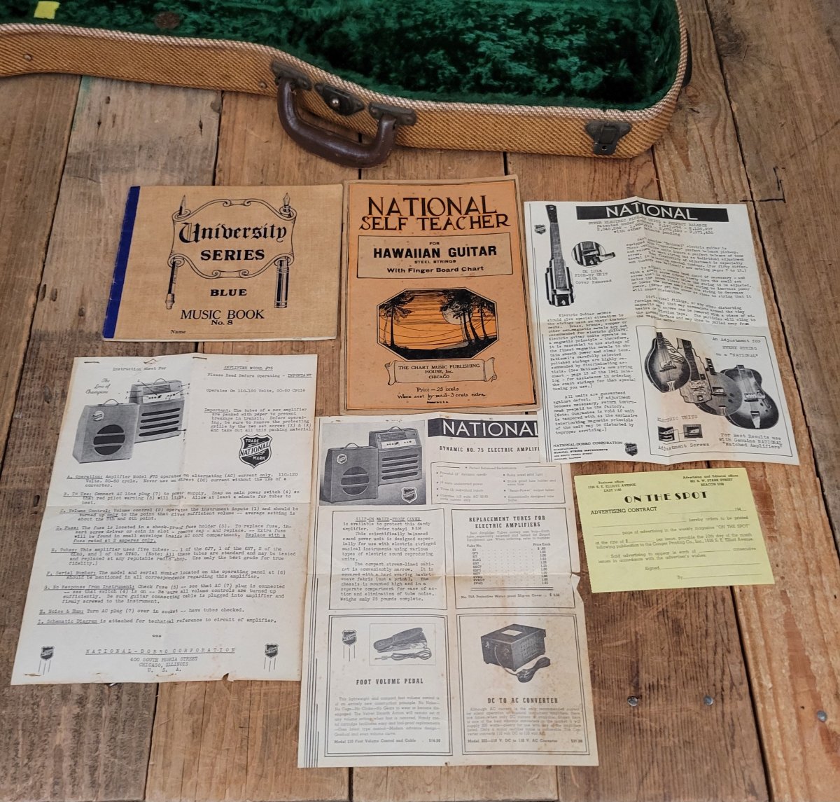 National New Yorker Lap Steel and Model 75 Tweed Amplifier Set 1940 - Mahar's Vintage Guitars