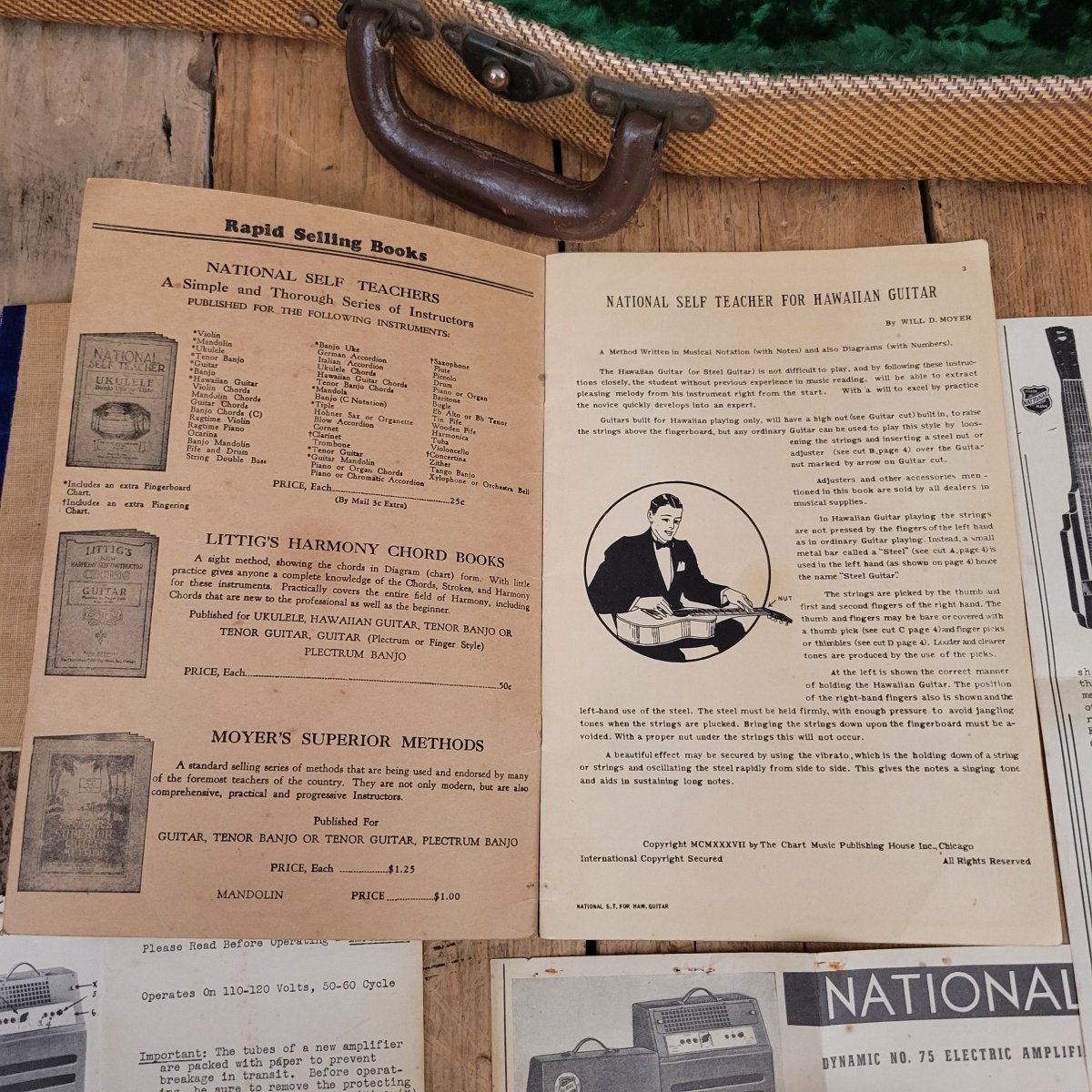 National New Yorker Lap Steel and Model 75 Tweed Amplifier Set 1940 - Mahar's Vintage Guitars