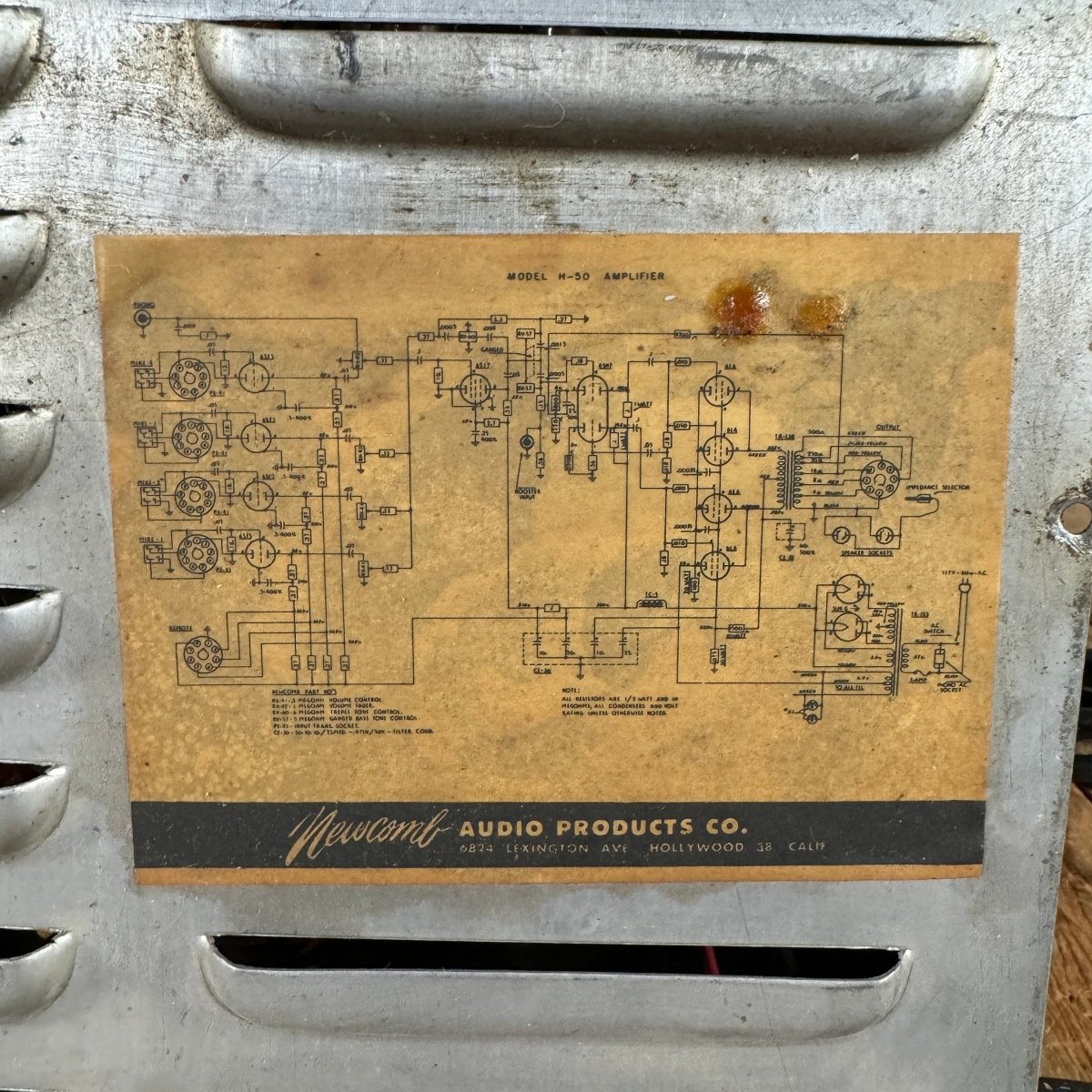 Newcomb H - 50 PA head guitar amp 50 watts 1950's - Mahar's Vintage Guitars