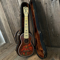 Rare 1930s "The Gibson" Poinsettia Ukulele – Hand - Painted Style 3 Soprano with Floral Motif 1926 - 1929 - Mahar's Vintage Guitars