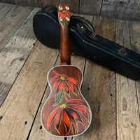 Rare 1930s "The Gibson" Poinsettia Ukulele – Hand - Painted Style 3 Soprano with Floral Motif 1926 - 1929 - Mahar's Vintage Guitars