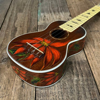 Rare 1930s "The Gibson" Poinsettia Ukulele – Hand - Painted Style 3 Soprano with Floral Motif 1926 - 1929 - Mahar's Vintage Guitars