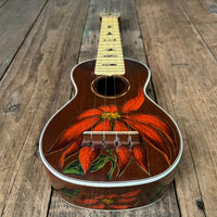Rare 1930s "The Gibson" Poinsettia Ukulele – Hand - Painted Style 3 Soprano with Floral Motif 1926 - 1929 - Mahar's Vintage Guitars