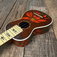 Rare 1930s "The Gibson" Poinsettia Ukulele – Hand - Painted Style 3 Soprano with Floral Motif 1926 - 1929 - Mahar's Vintage Guitars